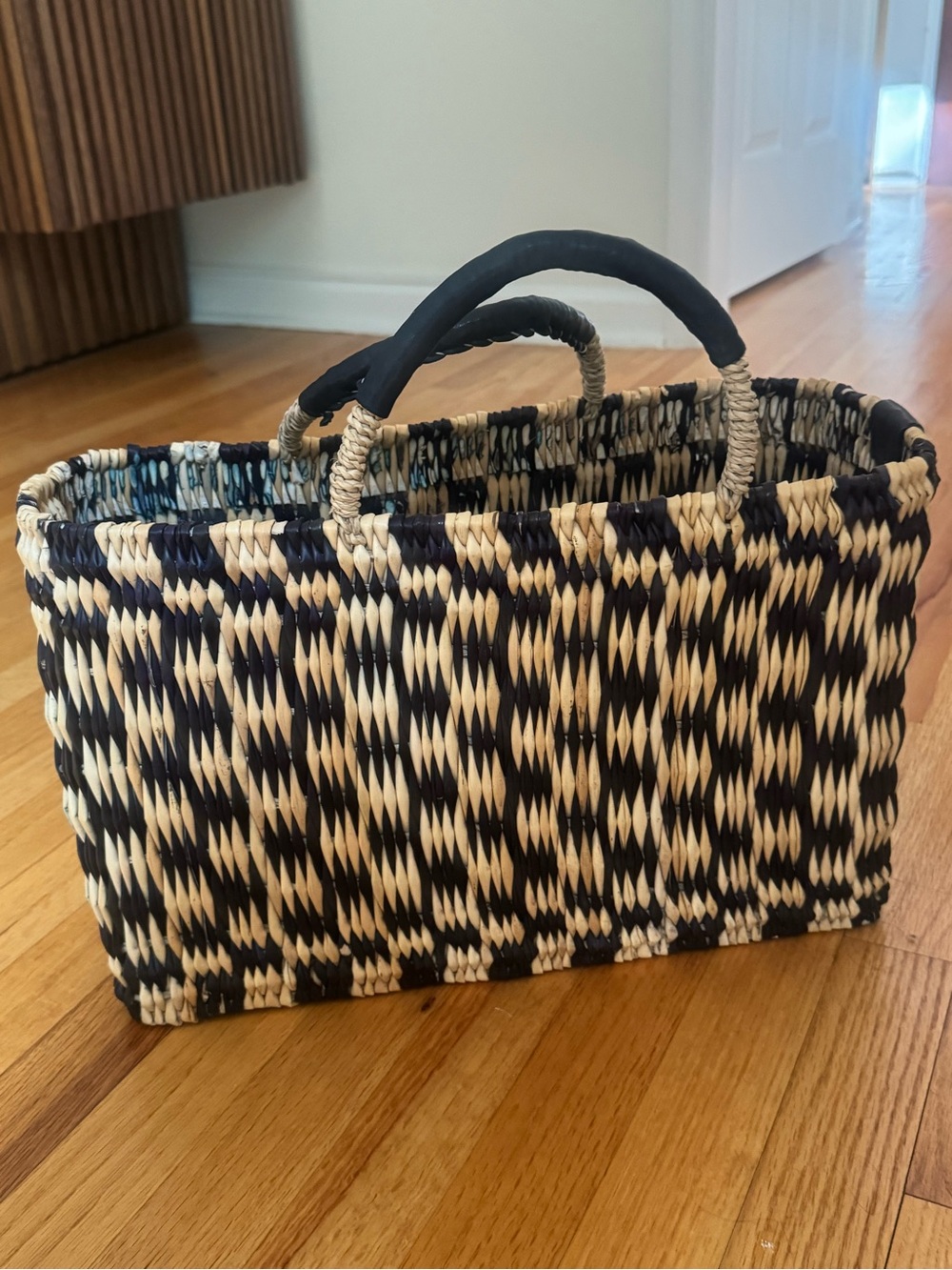 Always by The Sea Woven Navy and Natural Straw Tote